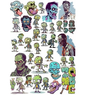Zombiler Sticker Set 8 25 Parça Telefon, Tablet, Defter, Laptop Sticker