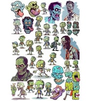 Zombiler Sticker Set 8 25 Parça Telefon, Tablet, Defter, Laptop Sticker
