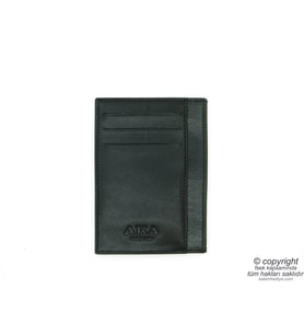 Hakiki Deri Kartlık  İsme Özel Kartlık  11,5x8  TM 92-3 Hediyelik Kartlık (Siyah-Gri)