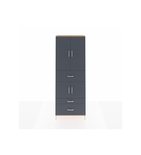 Arges Dolap 4 Raflı 3 Çekmeceli 4 Kapaklı 88x30x243 Çam-Antrasit
