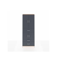 Arges Dolap 4 Raflı 3 Çekmeceli 4 Kapaklı 88x30x243 Çam-Antrasit