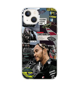 Iphone 15 Plus Uyumlu Lewis Hamilton Kolaj Tasarımlı Şeffaf Telefon Kılıfı