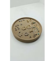 Silindir Model Süet Kumaş 20/20 cm Batırmalı Sütlü Kahve Küpe-Piercing Tablası