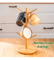 Porsima Bmb-110 Tezgah Üstü Bambu, Kupa Askılığı Fincan Askılığı, Bardak Askılığı Standı