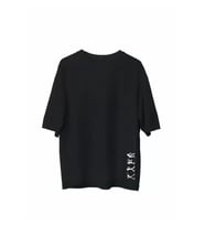 Unisex Bisiklet Yaka Baskılı Oversize T-Shirt - Siyah