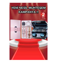 Mey İthalat® Aksesuar Hediyeli Akıllı Saat ve Dijital Göstergeli Powerbankli Bluetooth Kulaklık