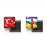 Buzdolap Magnetleri - Orta Afrika Cumhuriyeti Bayrağı ve Türk Bayrağı - 2'li Set Magneti