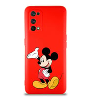 Realme 7 Pro Soft Premier Kapak Mickey Mouse-C Tasarımlı Silikon Kılıf - Kırmızı (Şeffaf)