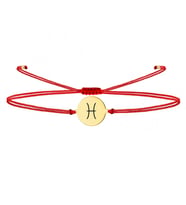 Alberaccessories, Balık Burç, 925 Ayar Gümüş, Astroloji Tasarım, Kırmızı Şans Burç Bileklik