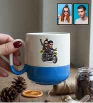 Kişiye Özel Karikatürlü Motorlu Sevgililer Kupa Bardak Pro Sevgililer Günü Hediyesi