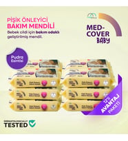 Med-Cover Baby Pişik Önleyici Bakım Mendili – Pudra Esintisi  / 50'li x 12 Avantaj Paketi