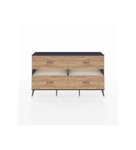Arges Konsol 2 Raflı 4 Çekmeceli  176x30x99 Antrasit-Aytaşı/Çam
