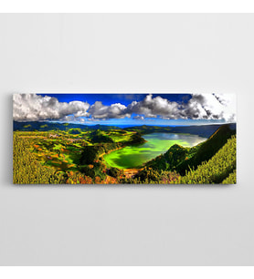 Bulutlar ve Yeşillik Manzara Panoramik Kanvas Tablo