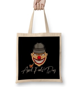 April Fools' Days Clown and Text Bez Çanta Uzun Saplı