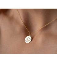 Kişiye Özel Tasarım Ay Manzaralı Kolye 925K Gümüş (Gold)