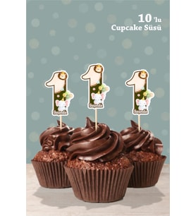 Safari Party Temalı 1 Yaşında Cupcake Süsü '10lu
