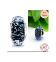 Dalgalı Koyu Mavi Murano Cam Okyanus Charm