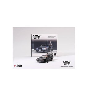 Mini GT 869 Nissan Skyline GT-R (R32) Gunmetal W/ Matsuda Figure Tsugio Matsuda Collection 1/64 Model Araba