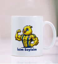 BBaskı  Kişiye Özel İsim & Lakap Yazılı Sarı-Lacivert Kanarya Temalı Taraftar Kupa Bardak (330 ml)  A Kalite Premium Porselen  Kalıcı Baskı (Net Detay / Canlı Renkler)  Bulaşık Makinesinde Yıkanabilir