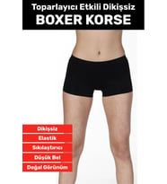 Özel Üretim İz Göstermez Düşük Bel Sıkılaştırıcı İnceltici Vücut Toparlayıcı Dikişsiz Boxer Korse (Siyah)
