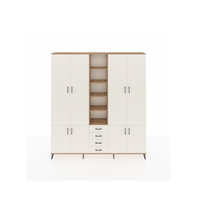 Arges Gardrop 17 Raflı 4 Çekmeceli 8 Kapaklı 220x30x243 Çam-Aytaşı
