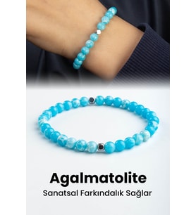 Agalmatolite Doğal Taş Mavi Küre Kesim 6mm Bileklik