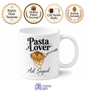 Pasta Lover Yazılı Makarna Aşıklarına Özel Esprili Kupa Bardak Hediye