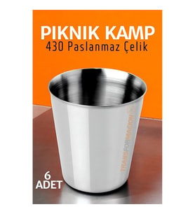 Paslanmaz Çelik Bardak Seti Kamp Piknik Bardağı 6 adet  721504