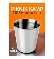 Paslanmaz Çelik Bardak Seti Kamp Piknik Bardağı 6 adet  721504