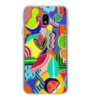 PrintiFy Samsung Galaxy J4 ile Uyumlu 1mm Slim Fit Retro Colors 6 Baskılı Şeffaf  Kılıf