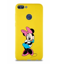 Huawei P Smart Soft Premier Kapak Minnie Mouse-D Tasarımlı Silikon Kılıf - Sarı (Şeffaf)