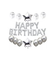 Happy Birthday Gümüş Folyo Balon Set