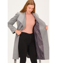 Z6639 DEWBERRY BAYAN PALTO-AÇIK GRİ