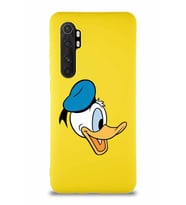 Xiaomi Mi Note 10 Lite Soft Premier Kapak Donald Duck-F Tasarımlı Silikon Kılıf - Sarı (Şeffaf)
