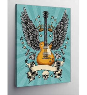 Kanvas Tablo Kanatlı Elektro Gitar