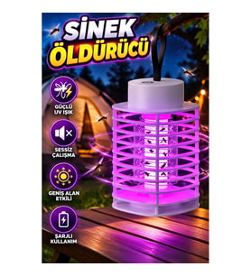 Şarjlı UV Işıklı Elektrikli Sinek Öldürücü Lamba Sessiz ve Geniş Alan Etkili