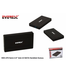 Everest HDC-270 Harici 2.5" Usb 2.0 Sata Harddisk Kutusu (Siyah)