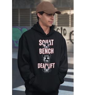 Squat Bench Deadlift Tasarım Baskılı Unisex Oversize Bodybuilding Fitness Sporcu Hoodie