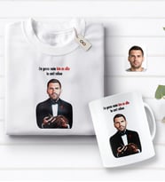 BK Gift Kişiye Özel Godfather Baba Karikatürlü Beyaz Tişört ve Kupa Seti-9 (Model 1)