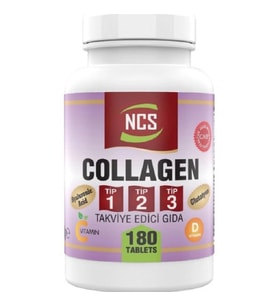 NCS Kollajen Tip 1-2-3 Glutatyon Hyaluronic Asit C ve D Vitamini 180 Tablet