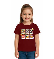 Unisex Disney Baskılı Çocuk Tişört pamuklu penye kumaş (Bordo)