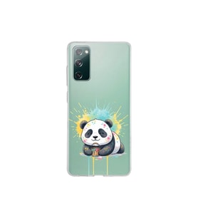 Samsung Galaxy S20 FE ile Uyumlu Splash Panda Tasarımlı Şeffaf Silikon Kılıf