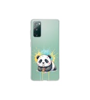 Samsung Galaxy S20 FE ile Uyumlu Splash Panda Tasarımlı Şeffaf Silikon Kılıf