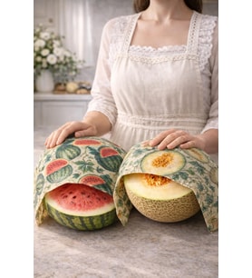 NUMI Naturals Premium Balmumu Gıda Saklama Bezi 2’li Set – Karpuz & Kavun Desenli (40x40 cm)