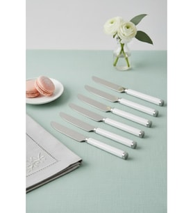 6 lı Paslanmaz Çelik Yemek Bıçağı Seti Beyaz Saplı 15 cm