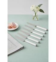 6 lı Paslanmaz Çelik Yemek Bıçağı Seti Beyaz Saplı 15 cm