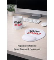 Kişiselleştirilebilir Kupa Bardak & Mousepad Seti – Kol Destekli Mouse Pad Ofis Hediye (ÇokluRenk)