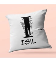 Kişiye Özel Romantik I Harfi Tema Saten Kare Yastık (Beyaz)