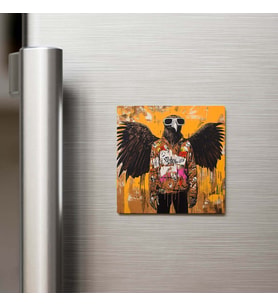Vulture - Akbaba - Güneş Gözlüklü Style - Buzdolap Magneti - 9x9 Cm