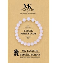 MK TASARIM GERÇEK PEMBE KUVARS TAŞI BİLEKLİK MK.7000.855- RAHATLIK-DİNGİNLİK-ENERJİ- STRES BİLEKLİĞİ